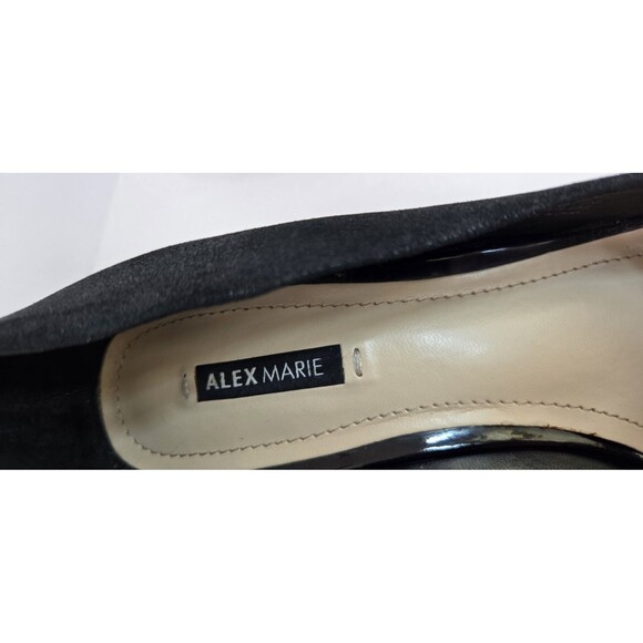 Alex Marie Black Patent Wedge Peep Toe Shimmering Straps Sz 8.5 Summer Shoes - Picture 5 of 8